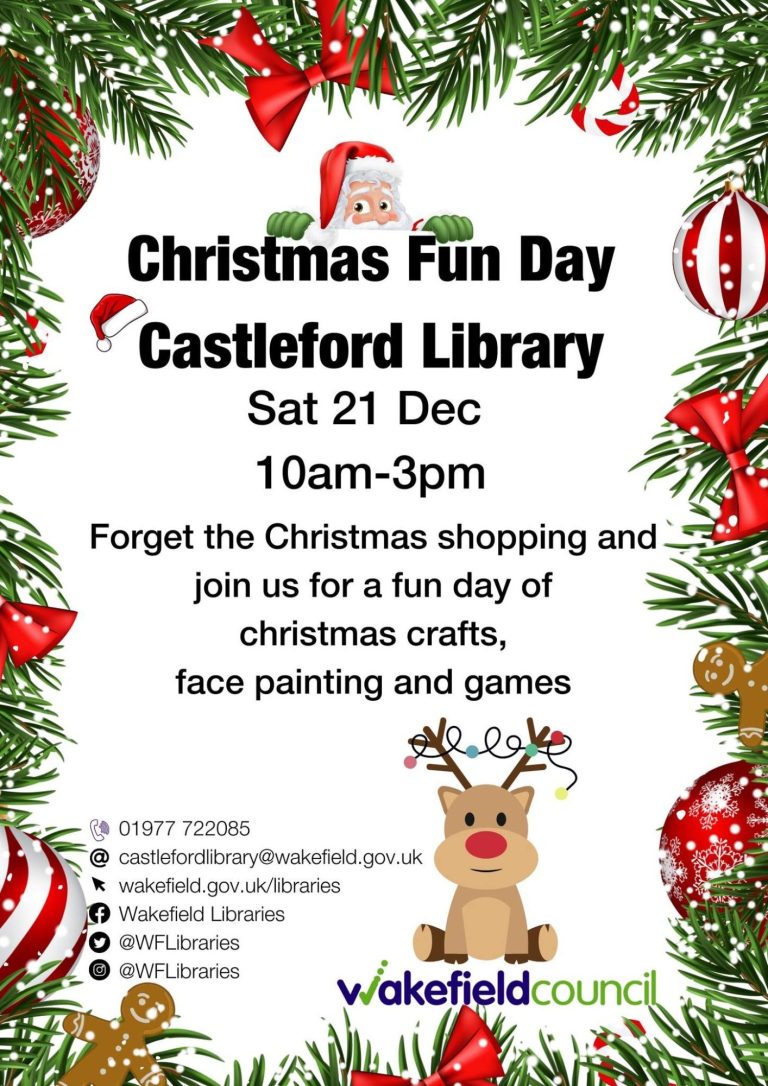 Join us for Christmas fun at Castleford Library!
🎅 Join us for a fun day of Christmas crafts, face painting and games!
- Sat 21 Dec, 10am-3